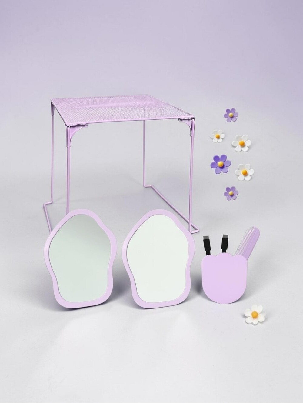 Kids Lavender Mirror and Hair Accessory Set